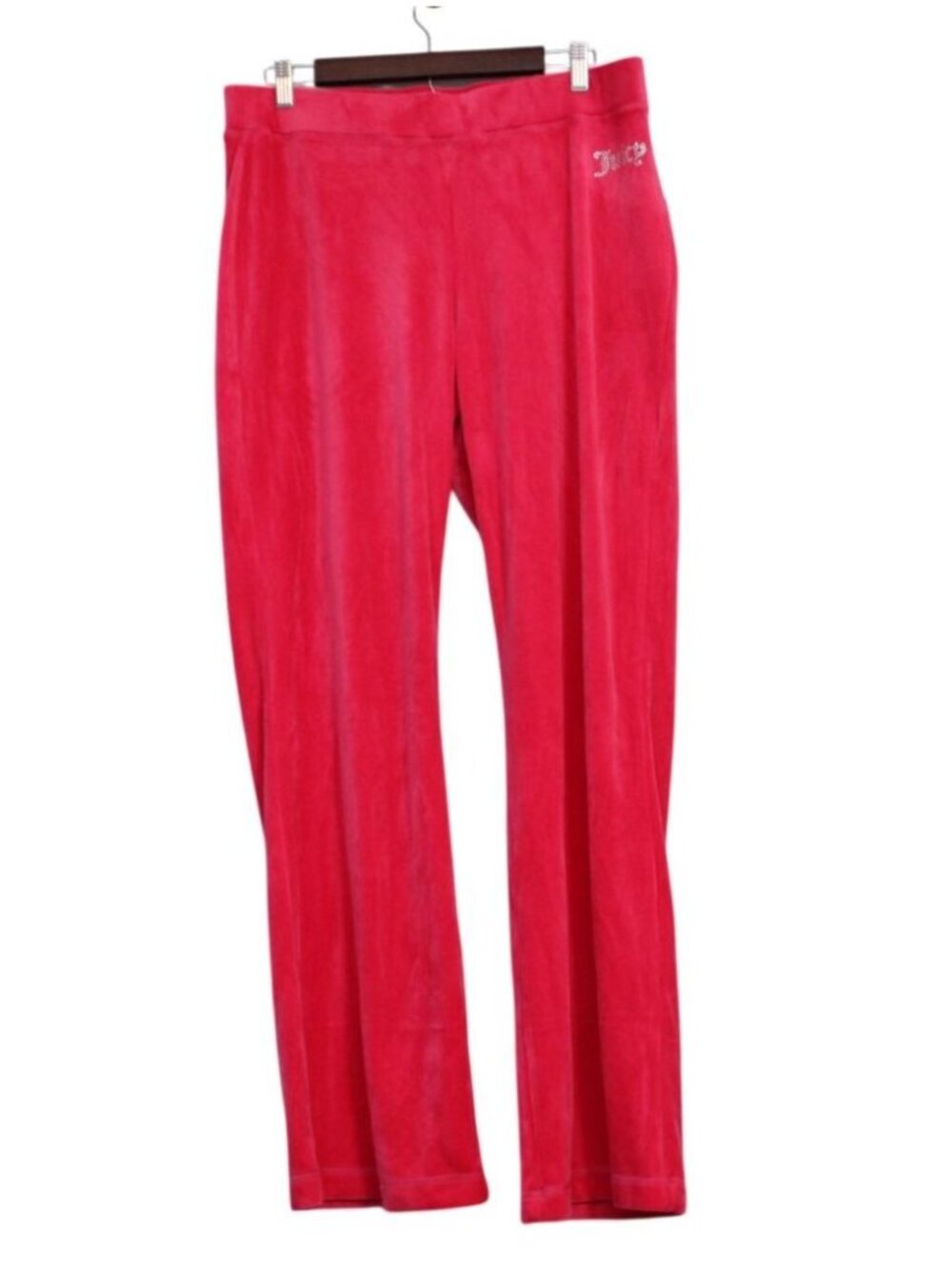 Juicy Couture Tracksuit Pants Size Large Pink Velour Velvet Preppy Y2K Blinged